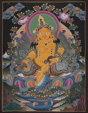Dzambala Thangka Painting | Kubera Thangka | Divine Wealth and Prosperity